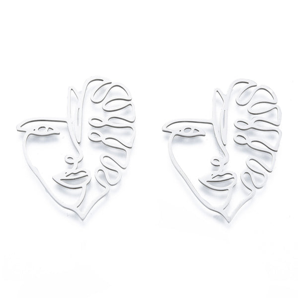 201 stainless steel face monstera charms  x 2 pieces