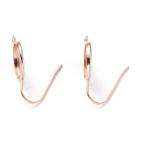 Rose Gold Stainless steel cabochon bezel hooks with front facing loop  - pack of 6 pieces