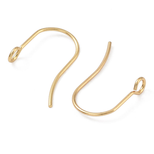 Genuine 18K gold plated stainless steel front facing hooks x 20 pieces