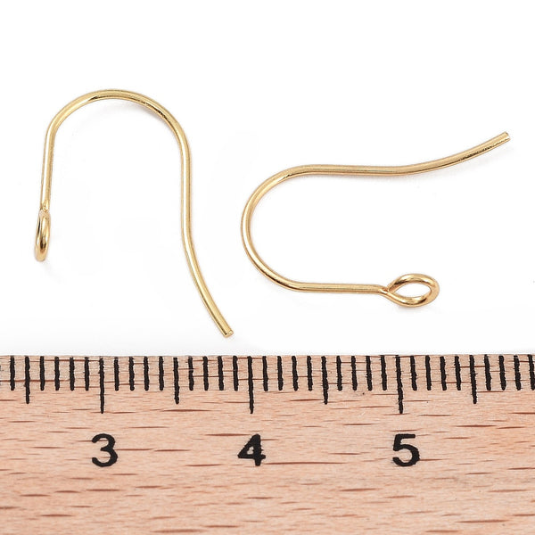 Genuine 18K gold plated stainless steel front facing hooks x 20 pieces