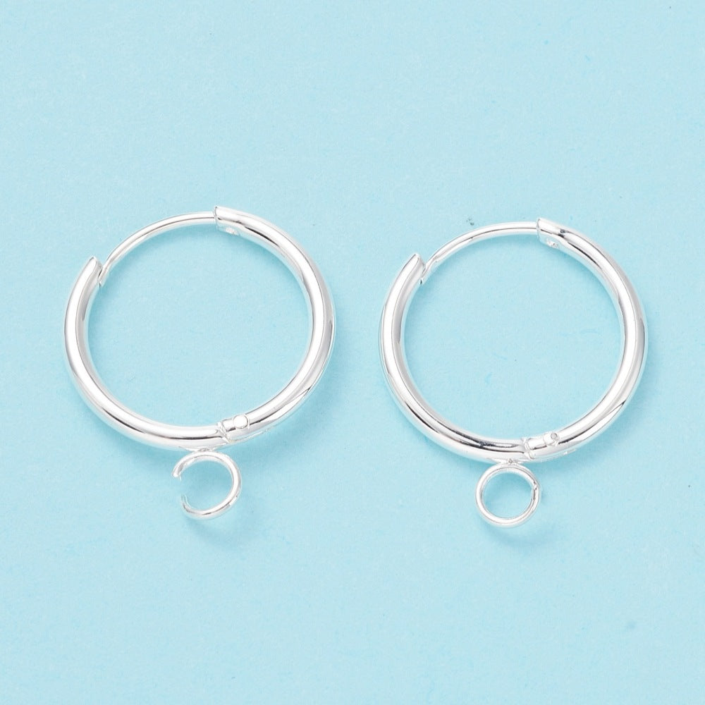 1.9cm bright silver plated round huggie hoops with loop x 4  pieces