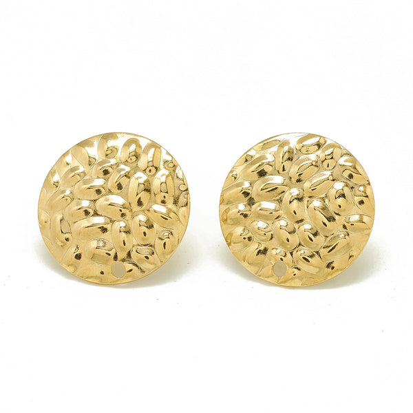 Textured stainless steel pebble pattern stud earring posts x 8 with backs