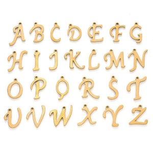 Gold plated Stainless steel initial charms - full alphabet set