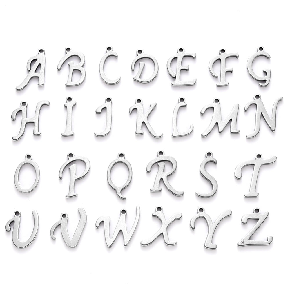 Stainless steel initial charms - full alphabet set