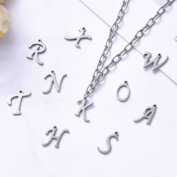 Stainless steel initial charms - full alphabet set