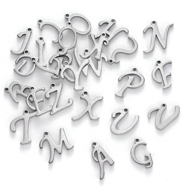 Stainless steel initial charms - full alphabet set