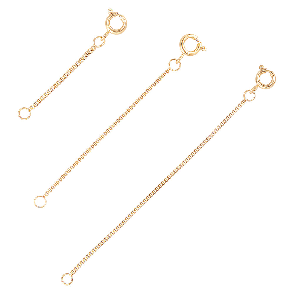 Gold plated extender chain pack of 15. 3 x lengths