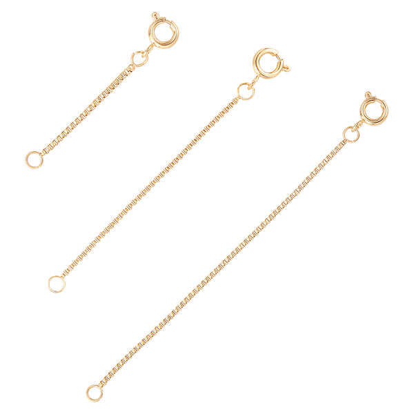 Gold plated extender chain pack of 15. 3 x lengths