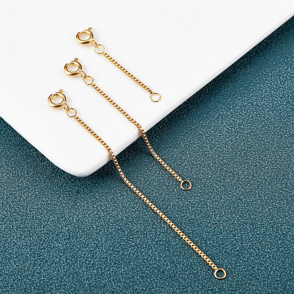 Gold plated extender chain pack of 15. 3 x lengths
