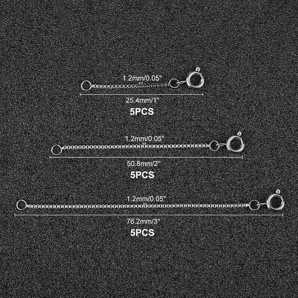 Stainless steel extender chain pack of 15. 3 x lengths