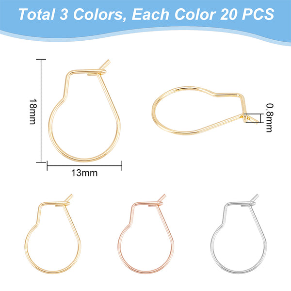 Bulk pack 3 colours stainless steel kidney hoops x 60 pieces