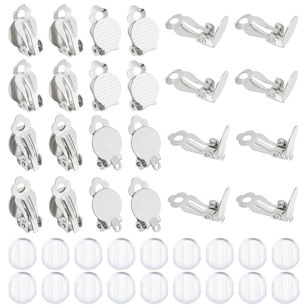 Surgical stainless steel clip on earring base setting bulk pack of 60 pieces