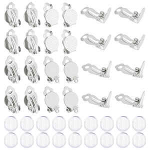 Surgical stainless steel clip on earring base setting bulk pack of 60 pieces