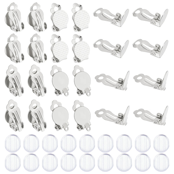 Surgical stainless steel clip on earring base setting bulk pack of 60 pieces