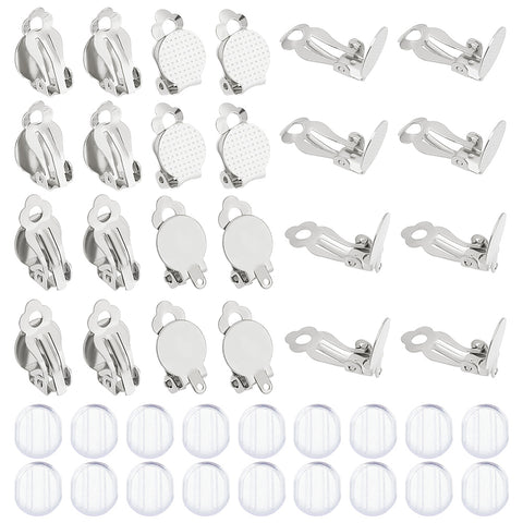 Surgical stainless steel clip on earring base setting bulk pack of 60 pieces