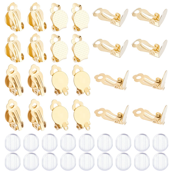 Gold stainless steel clip on base setting bulk pack of 40