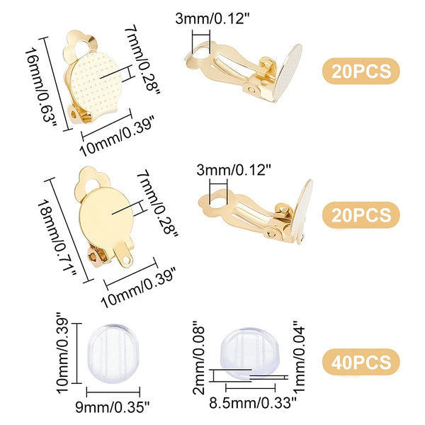 Gold stainless steel clip on base setting bulk pack of 40