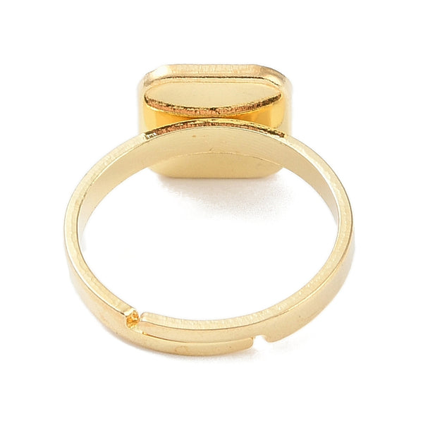 Square genuine 18K gold plated bezel 304 stainless steel rings x 1 piece