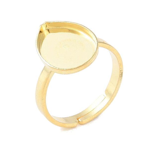 Tear drop bezel genuine 18K gold plated 304 stainless steel rings x 1 piece