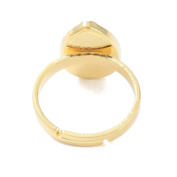 Tear drop bezel genuine 18K gold plated 304 stainless steel rings x 1 piece
