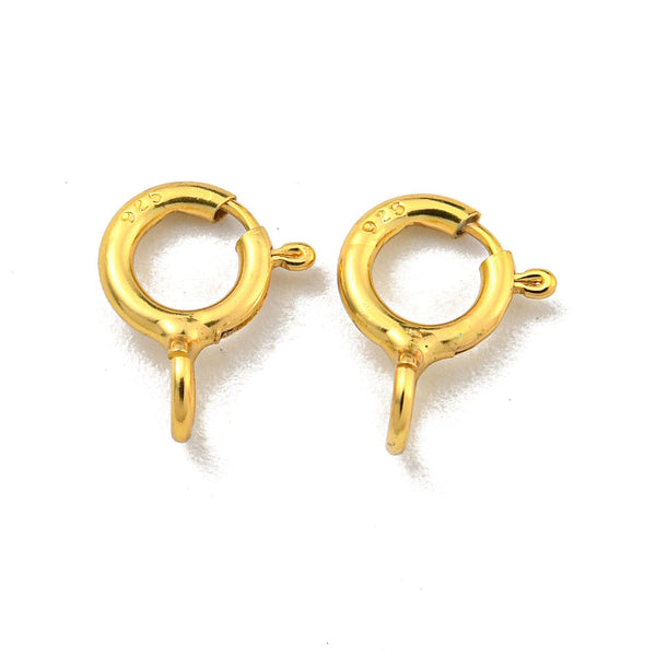 Small 1.6cm x 4mm genuine gold plated spring clasp for necklace connector charm add on x 2