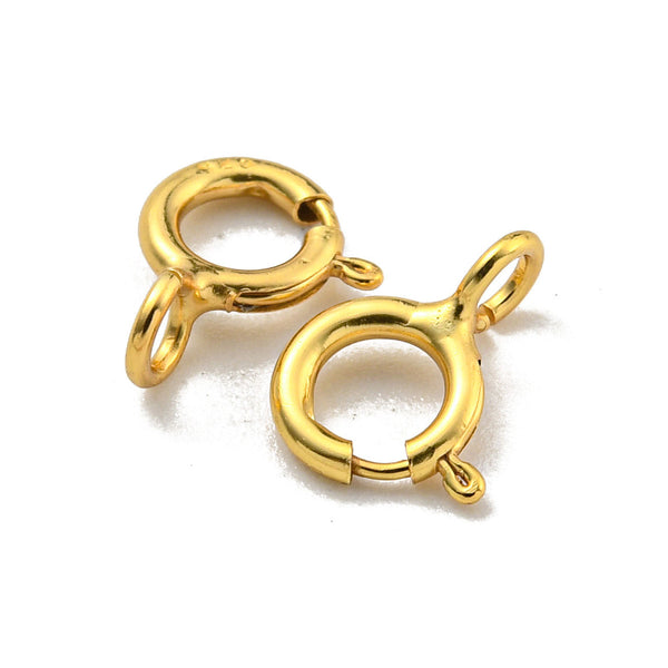 Small 1.6cm x 4mm genuine gold plated spring clasp for necklace connector charm add on x 2