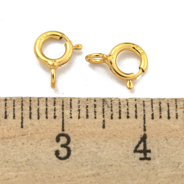 Small 1.6cm x 4mm genuine gold plated spring clasp for necklace connector charm add on x 2