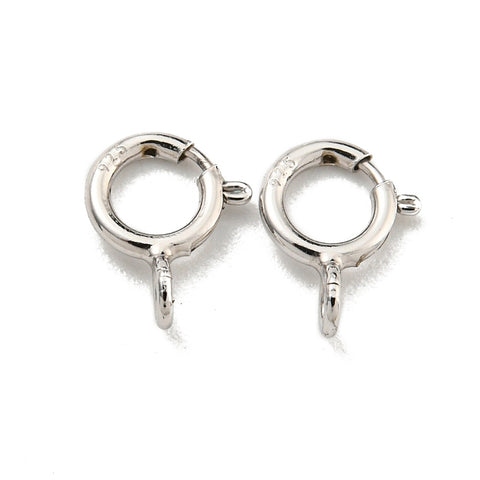 Small 7.5mm x 6mm 925sterling silver spring clasp for necklace connector charm add on x 2