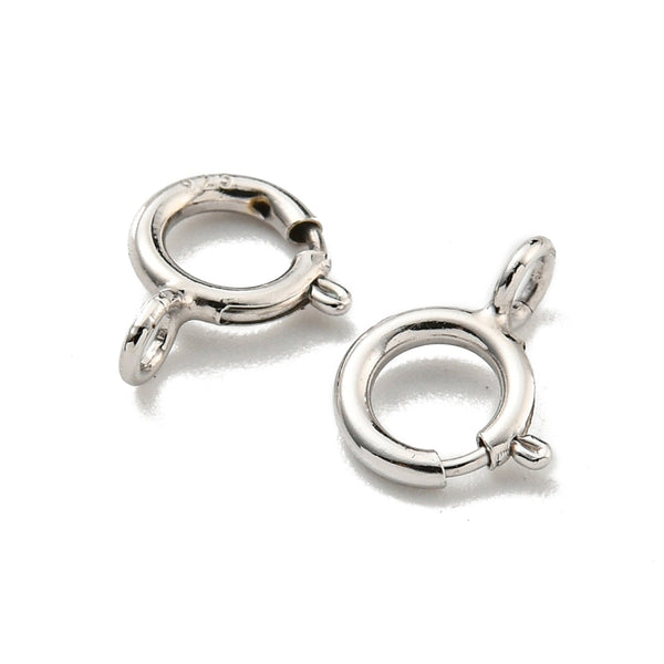 Small 7.5mm x 6mm 925sterling silver spring clasp for necklace connector charm add on x 2