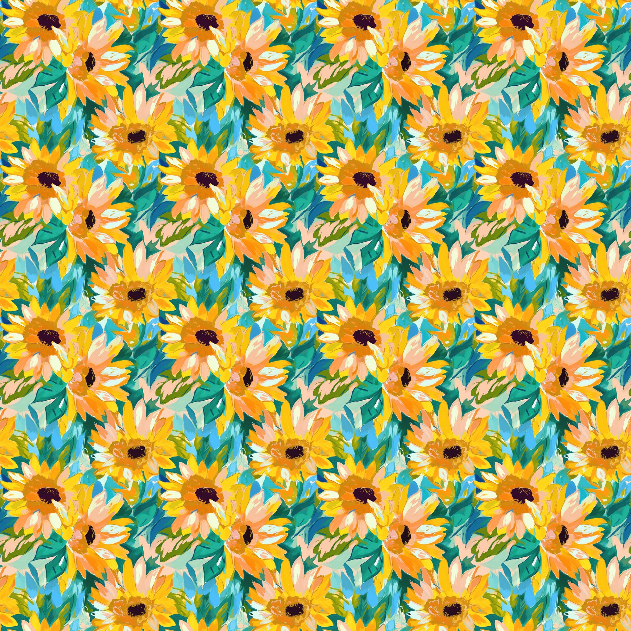 Bright blue Sunflower water transfer