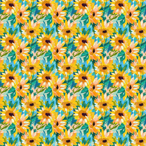 Bright blue Sunflower water transfer