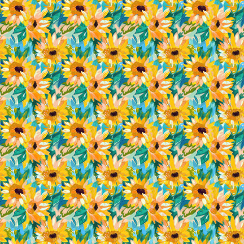 Bright blue Sunflower water transfer