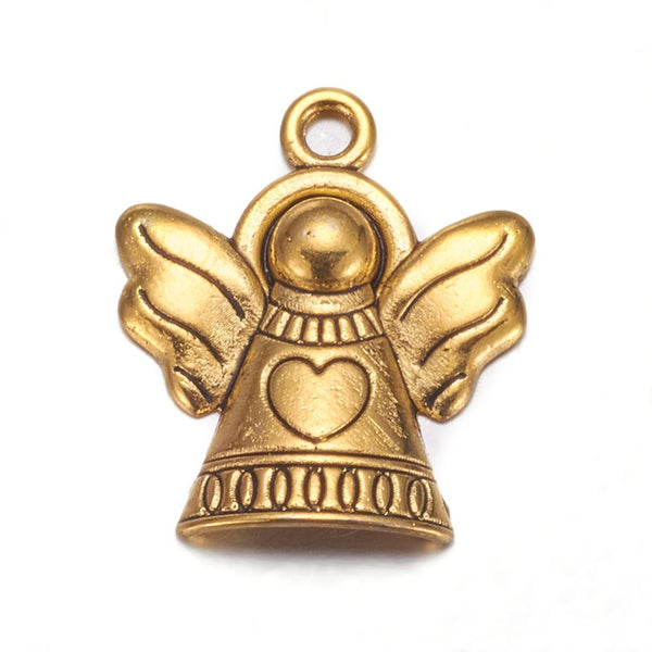 Tibetan gold plated angel charms x 8 pieces