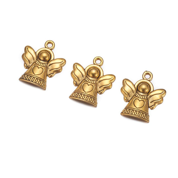 Tibetan gold plated angel charms x 8 pieces