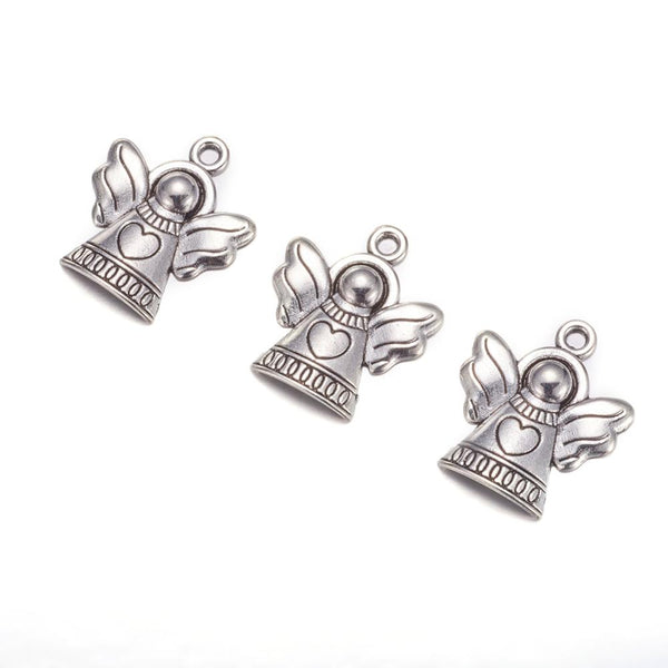 Tibetan silver plated angel charms x 8 pieces