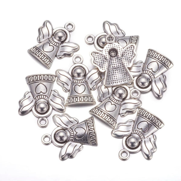 Tibetan silver plated angel charms x 8 pieces