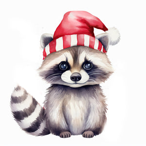 Woodland Raccoon Christmas water transfer