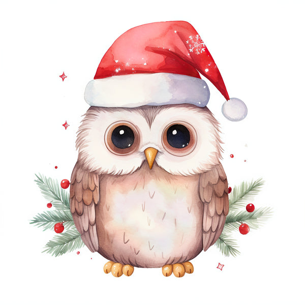 Woodland Owl Christmas water transfer