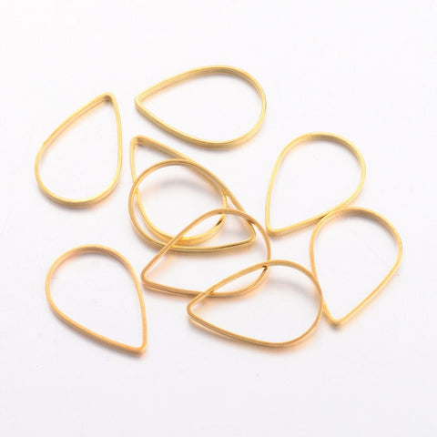 1.6cm x 1.1cm bright gold plated tear drop charms x 10 pieces