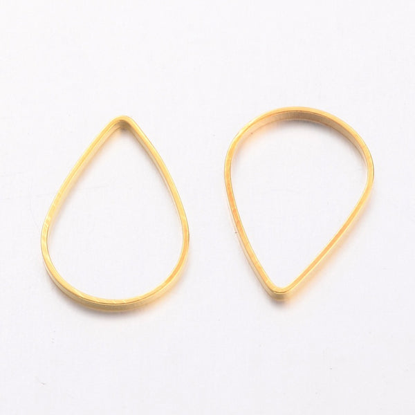 1.6cm x 1.1cm bright gold plated tear drop charms x 10 pieces