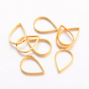 1.1cm x 7mm bright gold plated tear drop charms x 10 pieces