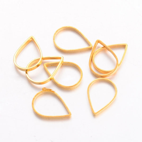1.1cm x 7mm bright gold plated tear drop charms x 10 pieces