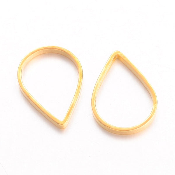 1.1cm x 7mm bright gold plated tear drop charms x 10 pieces