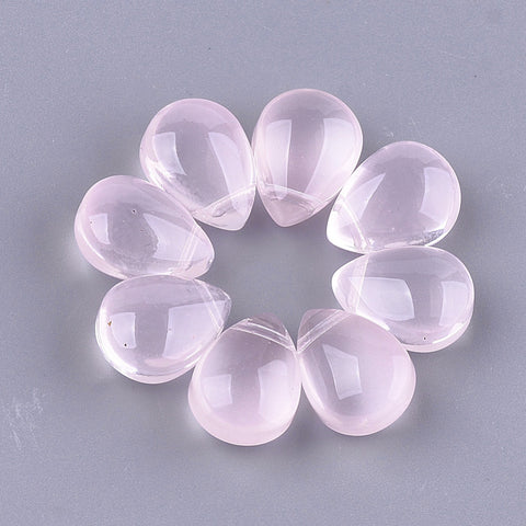 LIGHT PINK transparent glass drop beads (side hole) x 10 pieces