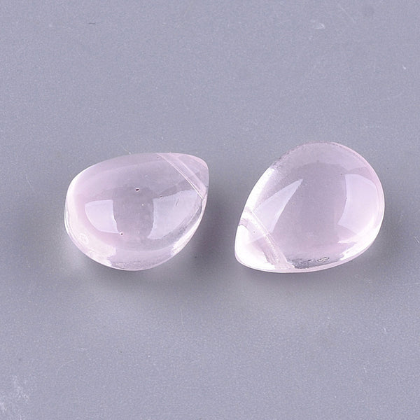 LIGHT PINK transparent glass drop beads (side hole) x 10 pieces