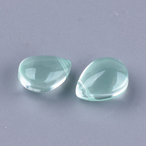 AQUAMARINE transparent glass drop beads (side hole) x 10 pieces