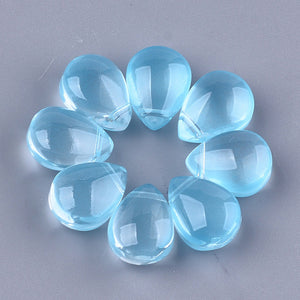 SKY BLUE transparent glass drop beads (side hole) x 10 pieces