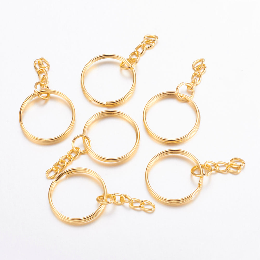 GOLD Key ring LOOP with chain x 2