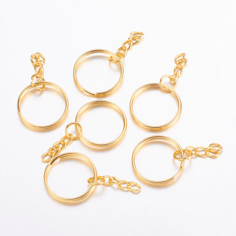 GOLD Key ring LOOP with chain x 2