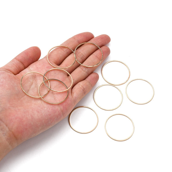 Light gold plated 2.5cm circle charm connector x 10 pieces